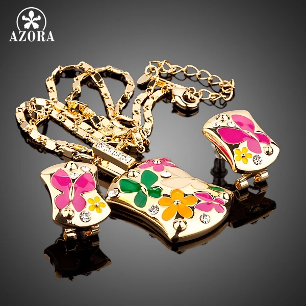 Разноцветные серьги клипсы и подвеска TG0002|jewelry sets|set jewelryjewelry necklace sets |