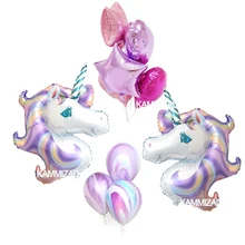 

mixed 1set Rainbow Unicorn helium Foil Balloons big horse ballons 18inch star heart latex gobos for wedding birthday party decor