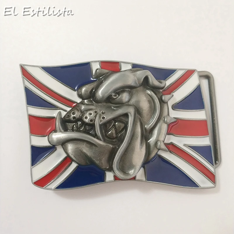 

2019 New Arrival Cute Pet Bulldog Belt Buckle England Flag Series Animal Buckles Suit 4cm Width Belt Jeans Accessories for Belts