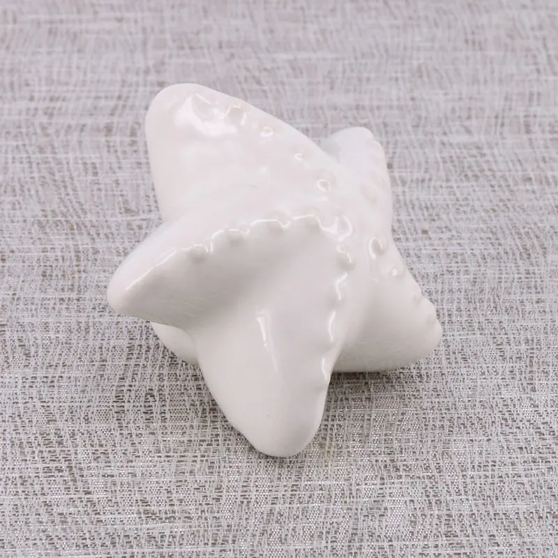 White Ceramic Starfish drawer Knobs and Handles For Kid Rooms porcelain