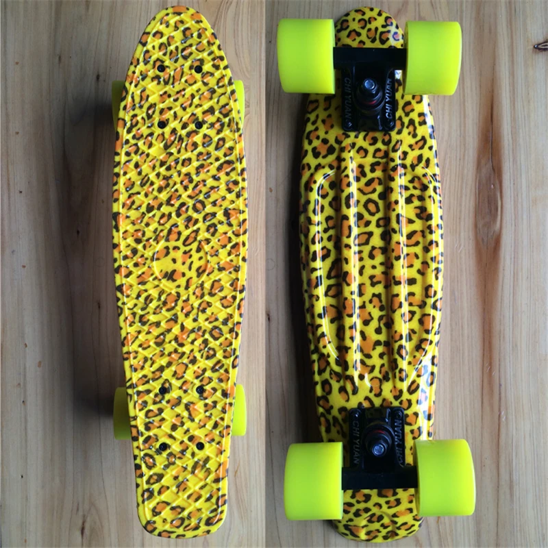 

Leopard Penny Board Mini Cruiser Plastic Skateboard 22" X 6" Retro Longboard Skate Long Board Graphic Printed