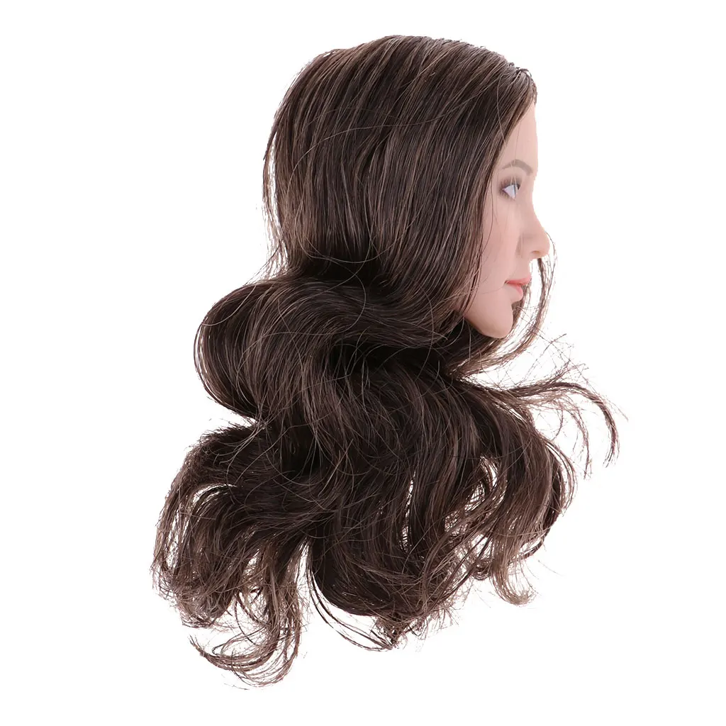 1/6 Female Asian Beauty Brown Long Hair Head Sculpt Carved Model for 12