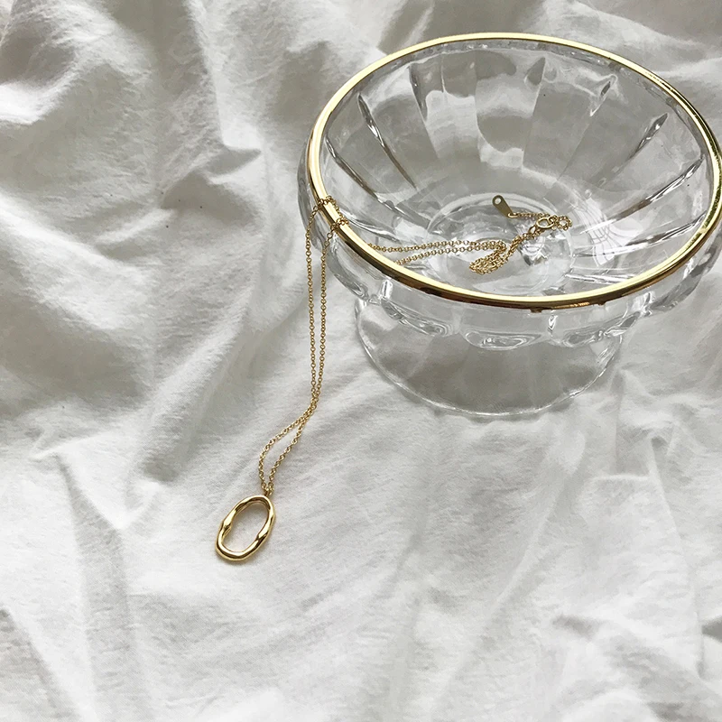 Peri'sBox аутентичный 925 пробы Серебряный Овальный Круглый Кулон ожерелье s для женщин Простые Геометрические Чокеры ожерелье