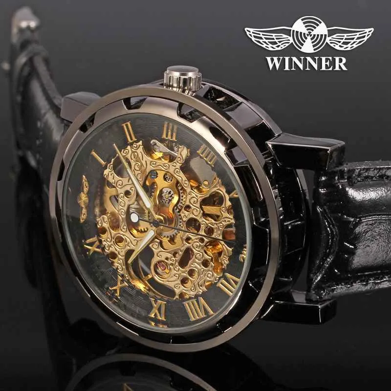 Победитель мужские s часы военный армейский Спорт Мужские часы лучший бренд класса люкс Скелет ручной Ветер механические модные мужские часы горячая 0132