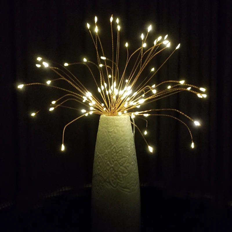 100/200 светодиодный s фейерверк светодиодный свет строки DIY раза букет Медный провод светодиоды на батарейках Рождество Свадебная вечеринка