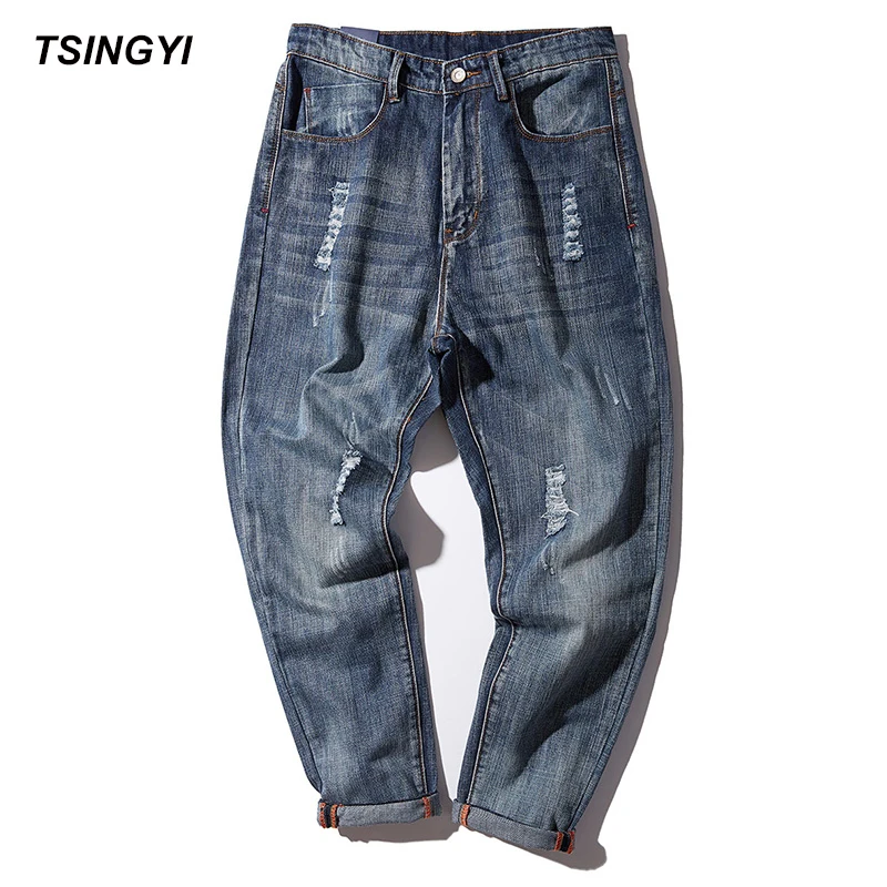 Tsingyi Новый 4xl wron Wash Distressed сделать старый Джинсы для женщин Для мужчин джинсовые свободные низкой талией Дамские шаровары Homme длинные Длина