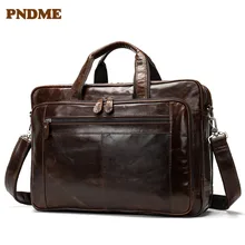 Мужская винтажная кофейная Сумка-тоут из кожи, вместительный портфель