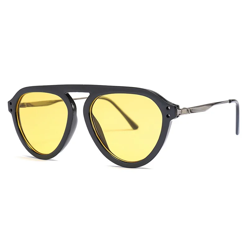 C8 Black yellow Модные Круглые Солнцезащитные очки женские итальянские брендовые летние маленькие металлические оправы стимпанк Ретро готические солнечные очки Женские очки UV400 - Цвет линз: C8 Black yellow