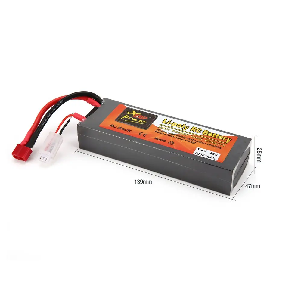 ZOP Power 7.4V 7000mAh 45C 2S 1P Lipo Battery T Plug Rechargeable for RC Racing Drone Quadcopter Helicopter Car Boat Model