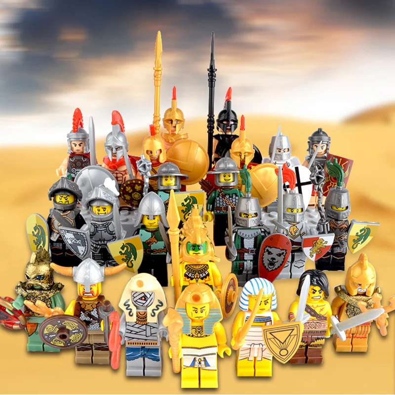 

Medieval Castle Knights Figure Compatible Building Blocks Sword Kingdom Roman Egypt Warrior Bricks Toys For Children