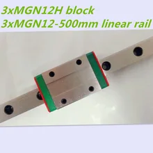 Kossel Mini MGN12 12mm miniature linear rail slide = 3pcs 12mm L-500mm rail+3pcs MGN12H carriage for X Y Z axis 3d printer parts