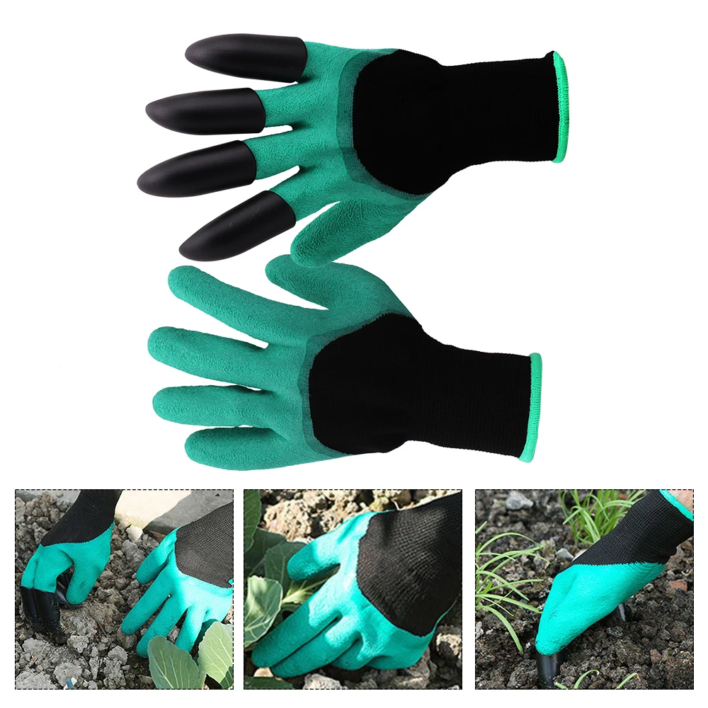 Садовые перчатки кончиками пальцев когти копания посадки перчатки сад рабочие чистящие средства резиновые перчатки