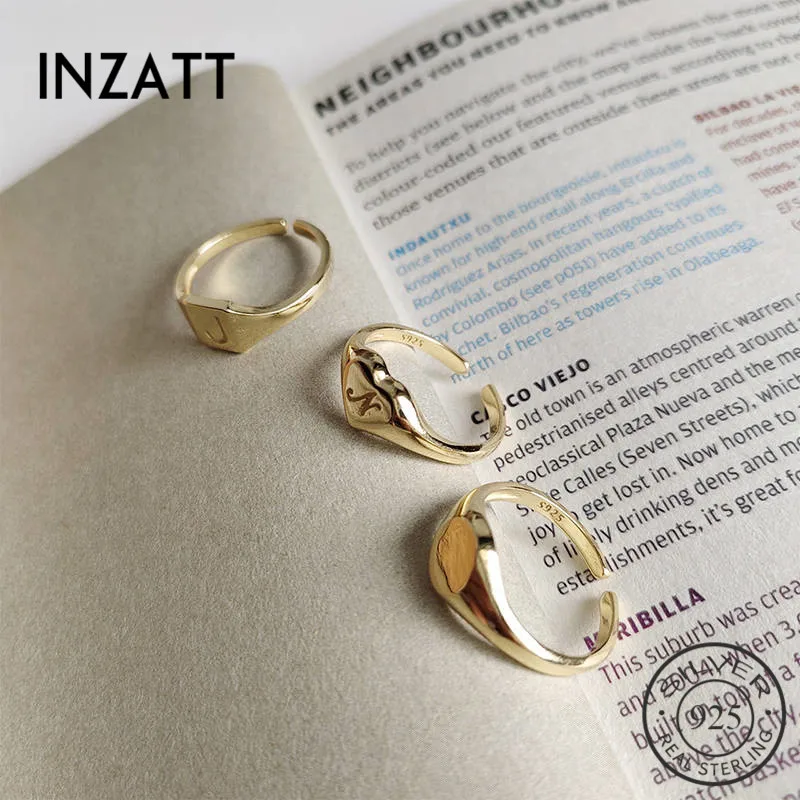 

INZATT Real 925 Sterling Silver Geometric Round Square Ring for Charming Women Party Fine Jewelry Trendy 2019 Accessories Gift