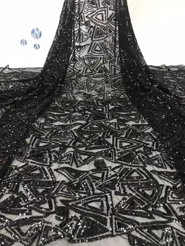 

French Net Lace Fabric 2019 Multicolor sequins african guipure lace fabric with embroidery mesh tulle cord yellow lace fabric