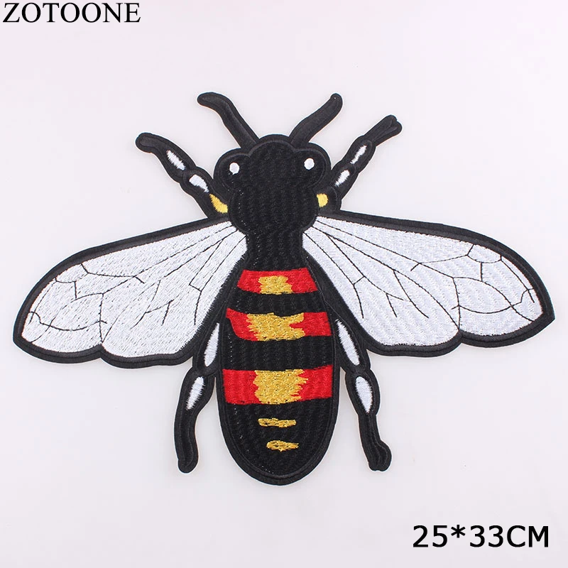 

ZOTOONE 25*33cm Lovely Cartoon Big Bee Handmade Fabric Iron-On Applique Embroidery Patches for Clothing Accessories DIY Craft E