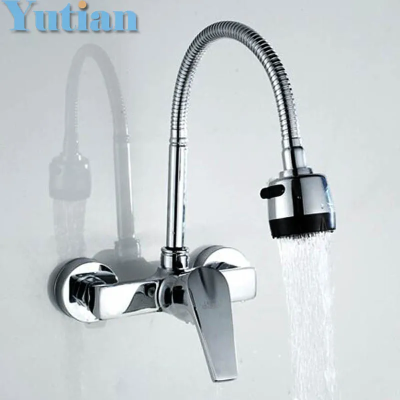 free shipping brass chrome taps for kitchen sink kitchen tap dual hole wall kitchen mixer kitchen faucet torneira cozinha yt6030 - Kitchen Sink Mixers free shipping brass chrome taps for kitchen sink kitchen tap dual hole wall kitchen mixer kitchen faucet torneira cozinha yt6030 - Kitchen Sink Mixers