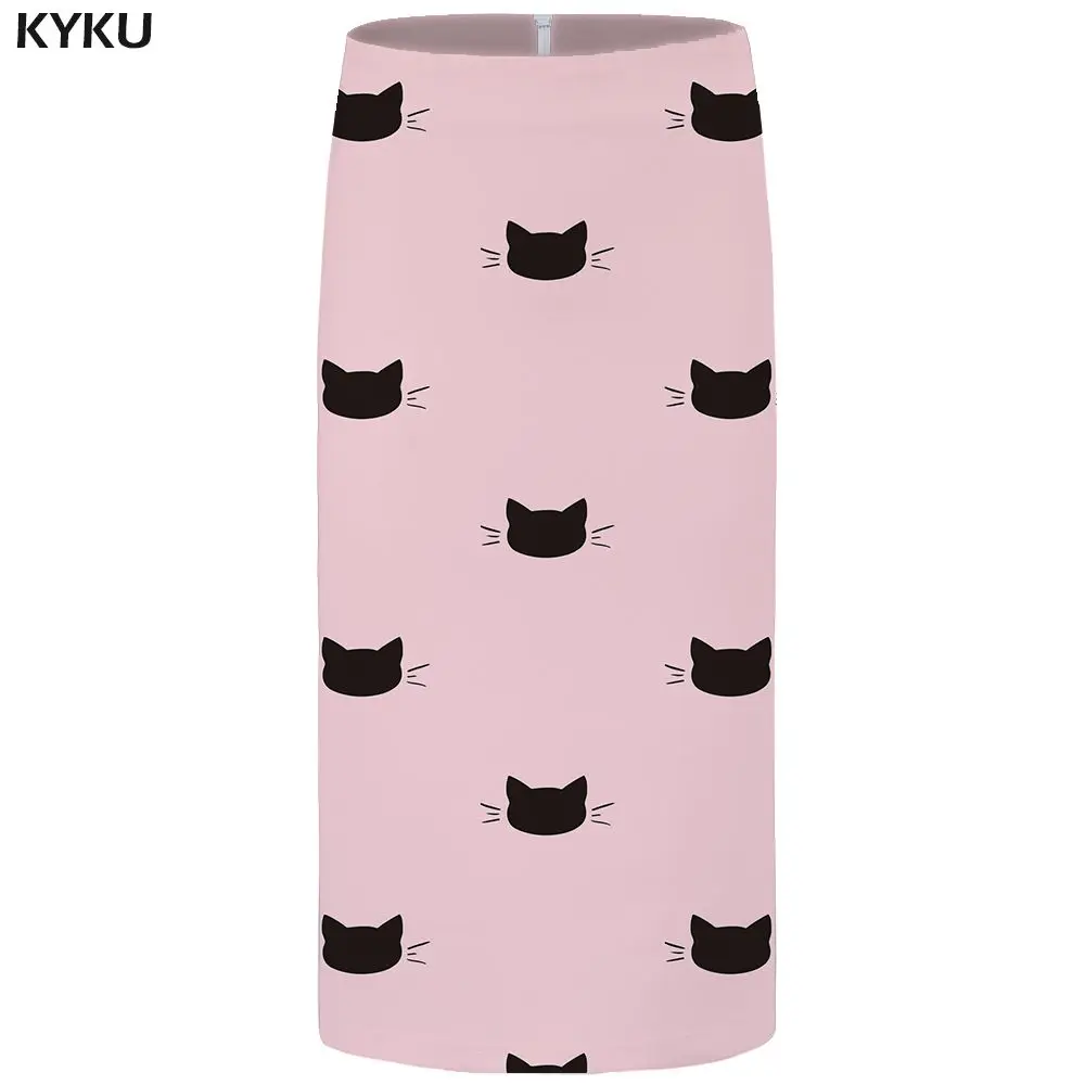 KYKU графические юбки женские винтажные размера плюс Harajuku повседневные сексуальные юбки-карандаш с 3d принтом женские трикотажные юбки до колена - Цвет: Skirt Woman 13