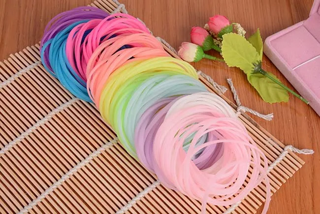 Модный Радужный силиконовый гелевый браслет/неоновый цветной браслет из резиновых полос/лента для волос с ночным светильник JJ171