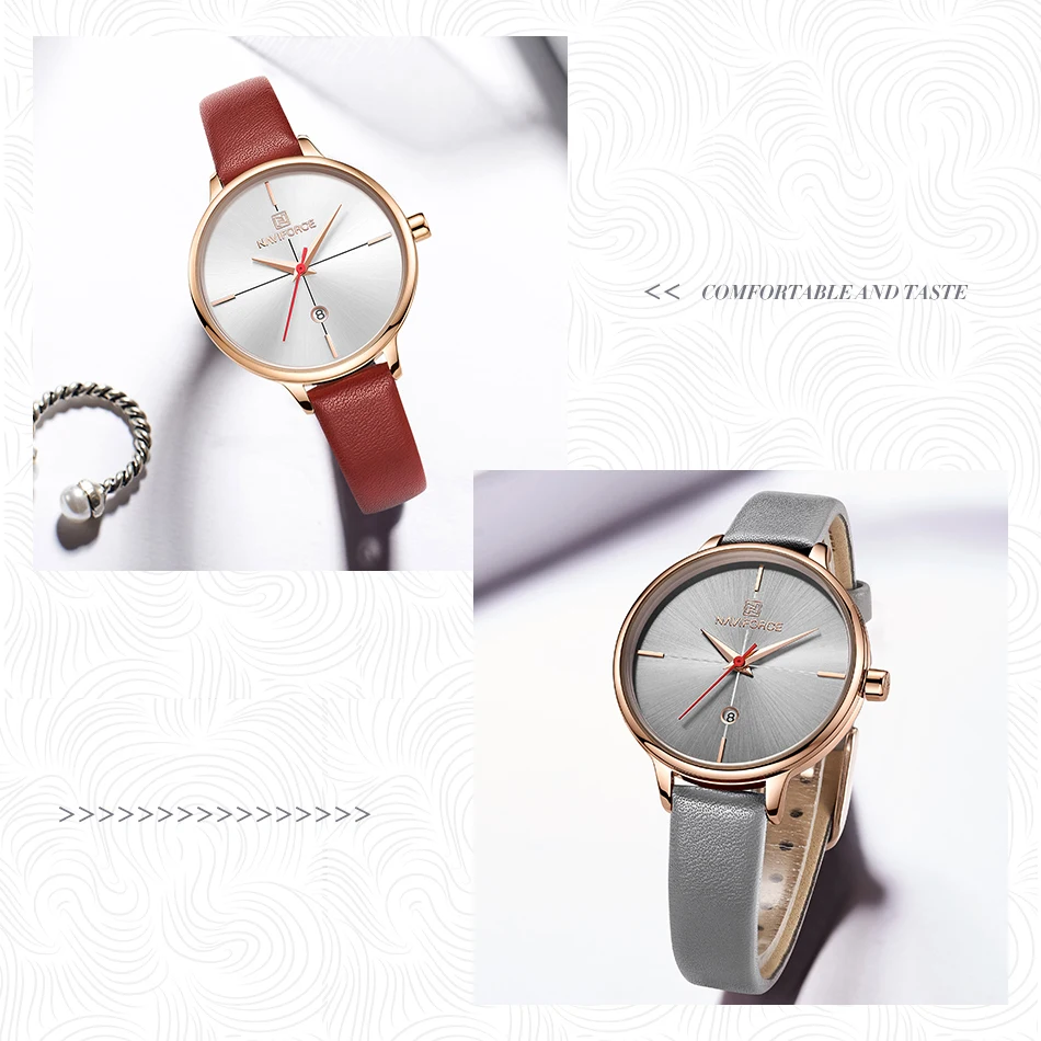 NAVIFORCE женские часы Топ бренд класса люкс водонепроницаемые женские часы кожаный ремешок браслет женские часы Новые Relogio Feminino