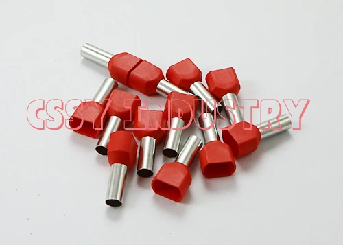 100 шт./лот TE1512 2X1. 5mm2 обжимной cooper наконечники комплект проводов Медь обжимной разъем изолированный кабель Twin Pin Конец Терминал - Цвет: red