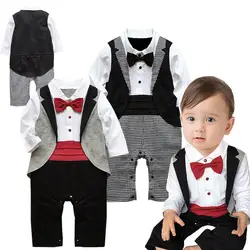 Детские Модные весенне-осенние детские комплекты одежды для мальчиков Дети Блузка + брюки 2 шт./компл. спортивный костюм джентльмена