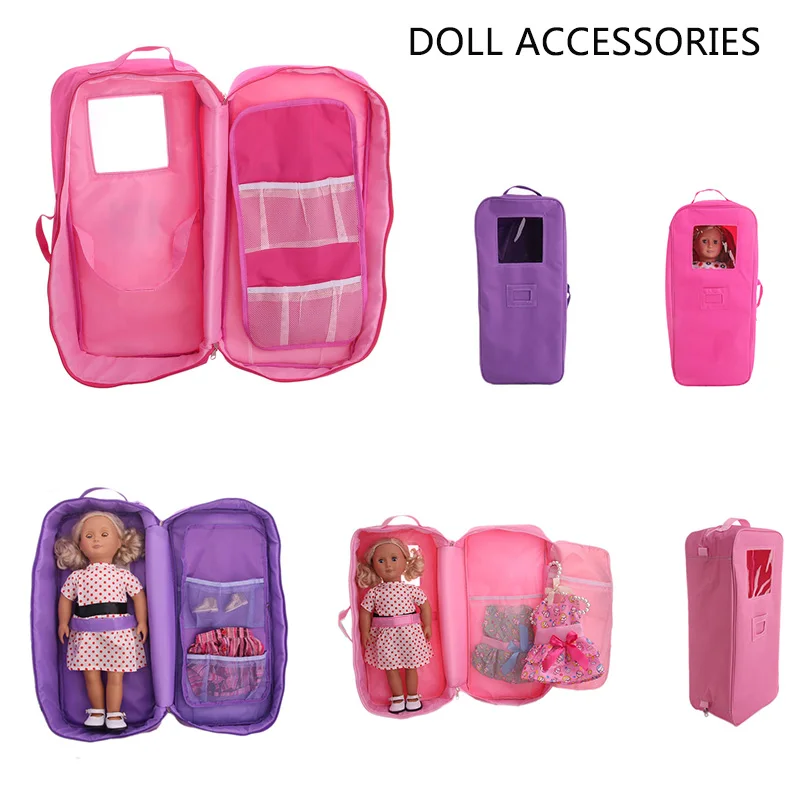 

Doll Travel Case Suitcase Storage Bag Wardrobe Travel Case Bag Doll Accessories Sleeping Bag For 18 inch Girl and boy Doll