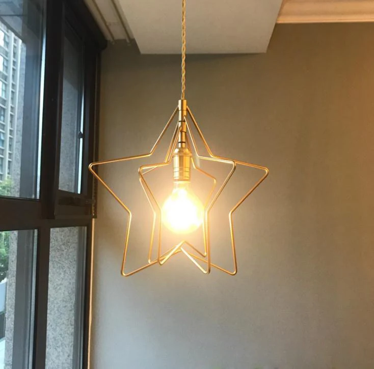 

Nordic Iron art E27 Pendant Light simple bar Pendant Lamp Modern balcony lights creative personality corridor star lamps