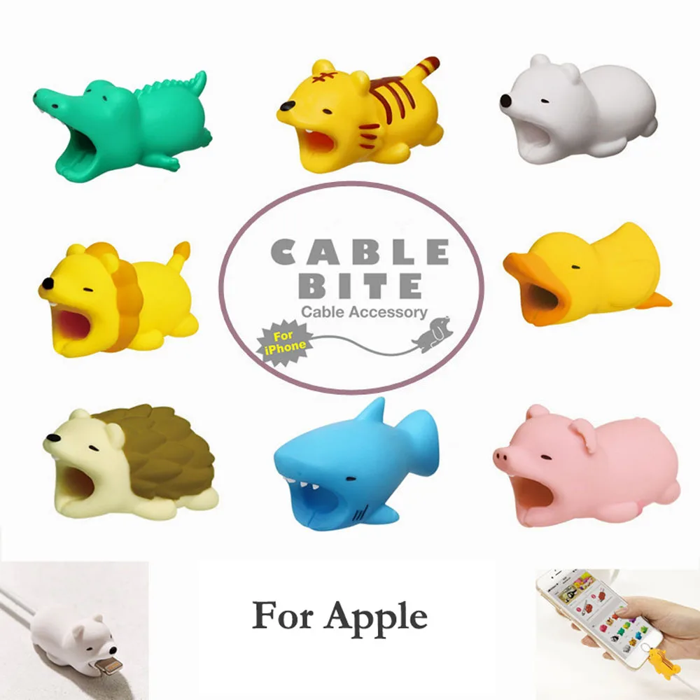 

Cute Cable Protector Animal Bite Cover USB Cord Cable Winder Management Phone Accessories Case For iPhone X 8 7 6s 6 plus 5 5s 4