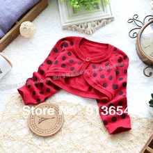 Новинка года, весенне-осенний Детский свитер накидка для девочек, верхняя одежда для малышей Модный Универсальный кардиган в красный горошек для девочек, детская трикотажная рубашка