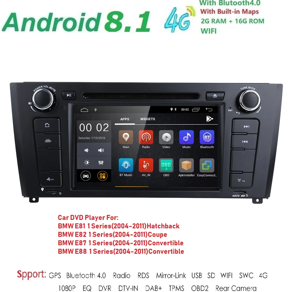 

Quad Core 7Inch Android 8.1 4G Wifi Car Radio GPS Navi Car DVD Player For BMW 1 Series E81 E82 E87 E88 I20 2004-2011 Mirror link