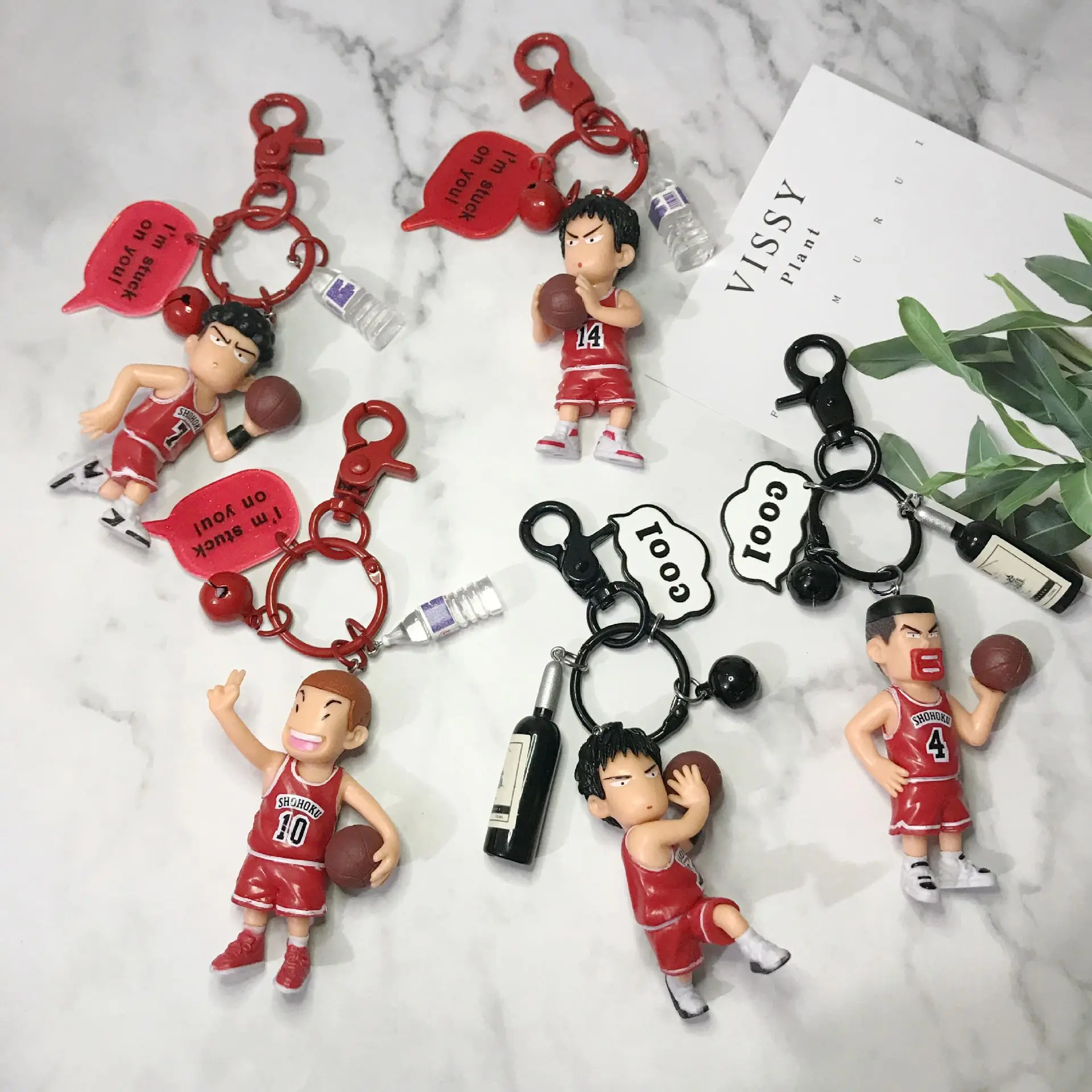 

High Quality 2019 New SLAM DUNK Acrylic keychain Hanamichi Sakuragi Rukawa Kaede haruko Akagi Takenori Pendant Keyring