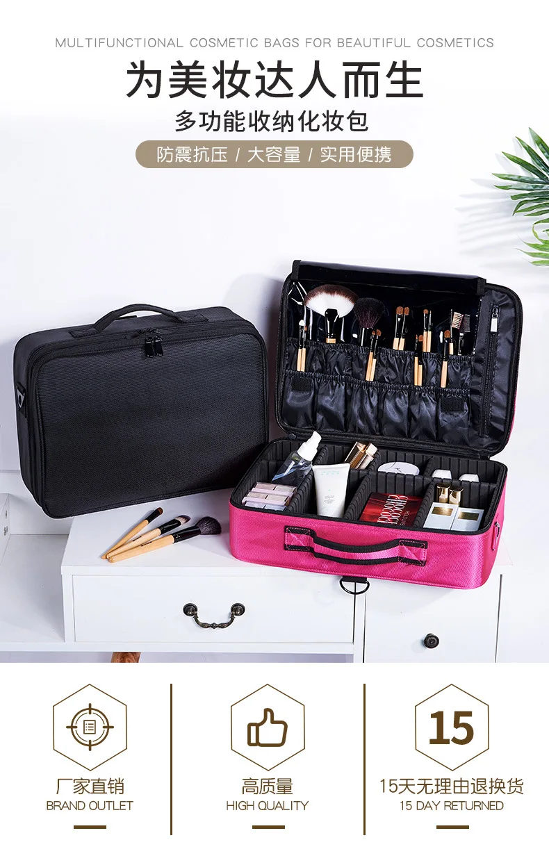 ZYJ Professional Partition Cosmetic Storage Organizer Box Bags Dresser Travel Makeup Artist Nail Tool Bag Beauty Cases Handbag (5)