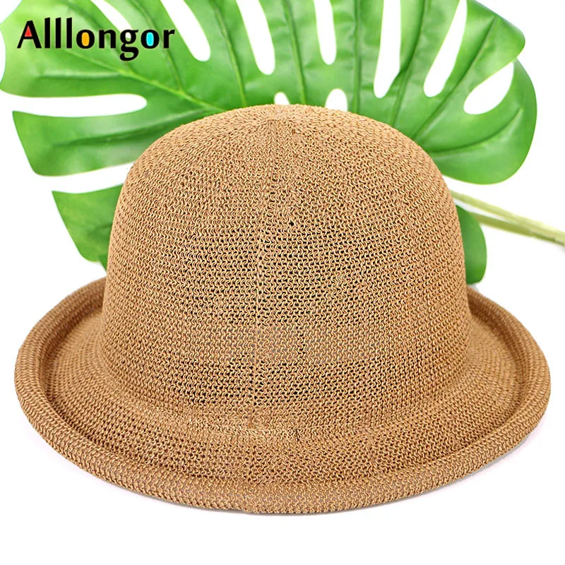 Женская пляжная соломенная шляпа sombrero mujer летняя дышащая с купольным верхом