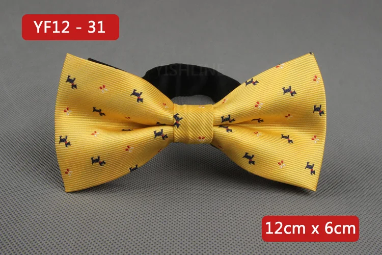 YISHLINE NEW Men's Bow Tie Gold Paisley Bowtie Business Wedding Bowknot Dot Blue And Black Bow Ties For Groom Party Accessories - Цвет: YF12-31