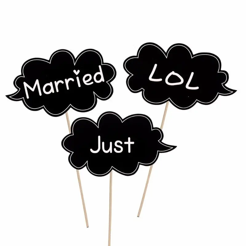 16pcs/set DIY Just Married Photo Booth Team Bride Groom Bridal Shower Party Wedding Decoration