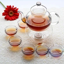 Заводская распродажа! Стекло Чай комплект Чай горшок 600 мл+ 6 x двойными стенками Стекло Чай чашки Свеча Теплее основание домашние друзья чай