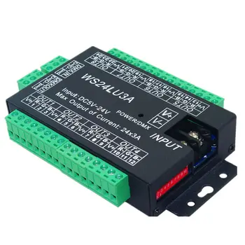 

1Pcs WS24LU3A 24CH DMX Controller DMX 512 Decoder RGB LED Strip Module Dump Node 24x3A WS24LU3A