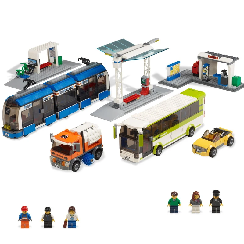 

968Pcs New City 02023 Public Transport Station Model Building Blocks Compatible Legoings Set Bricks Car Toys Children Gifts