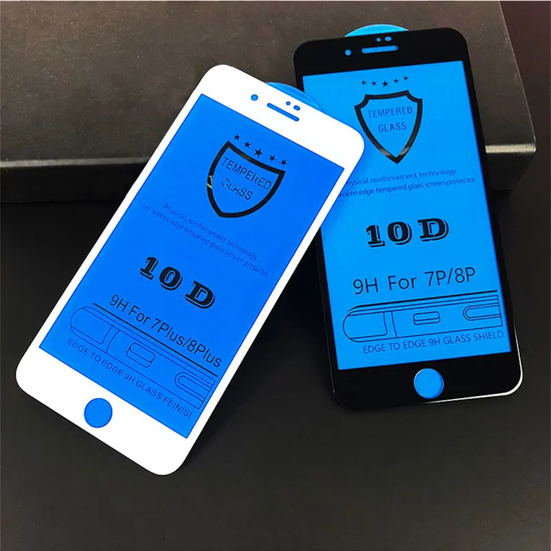 10D полное покрытие закаленное стекло протектор экрана для iPhone 6 6s 7 8 Plus X XR XS Max
