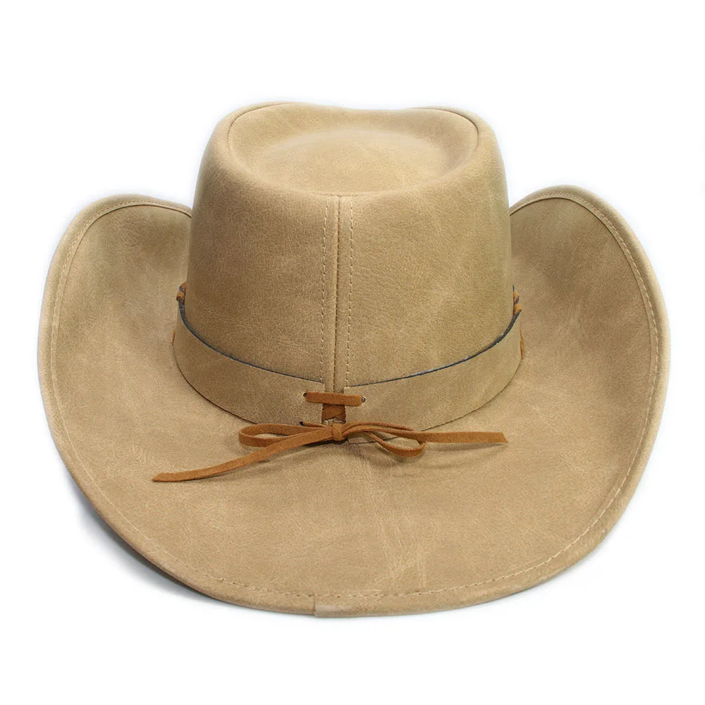 Мужская и женская обувь в стиле ретро Hombre кожаная складная шляпа с широкими полями Sombrero джентльмен Защита от солнца Пляж Ковбой ковбойская шляпа(58 см