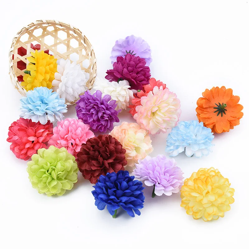 

10pcs/lot Artificial flowers scrapbooking home decor wedding pompon christmas DIY gifts box Multicolor cheap Silk chrysanthemum