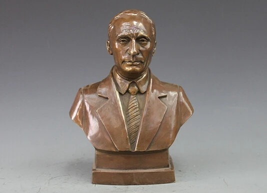 

wholesale factory Bronze Copper carving statue Vladimir Putin Bust Figurine Art Sculpture garden