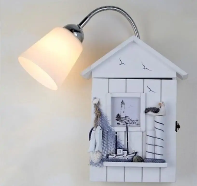 

Fish Wood house children bedroom wall lamp Mediterranean cartoon corridor contracted children room wall lamp ET58