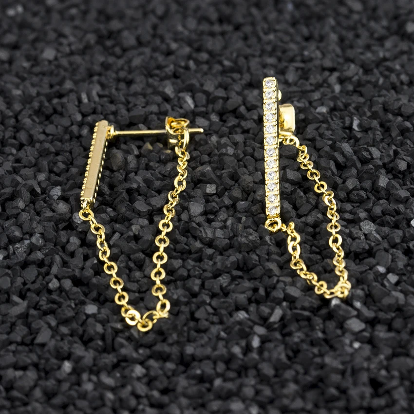 Stainless Steel Long Chain Earring Bohemian Jewelry Gold Color Bar Charm Drop Statement Earrings For Women Wedding Accessoires