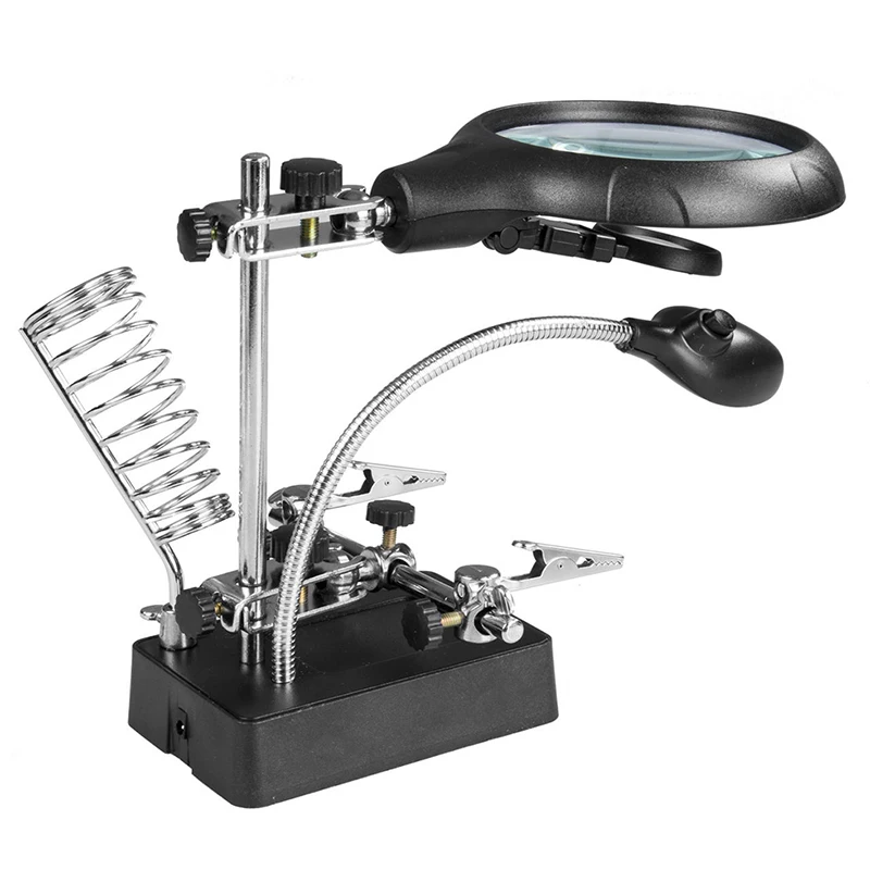 

Helping Hand Soldering Stand Magnifying Glass LED Light With 3 Lens Magnifier (EU Plug)