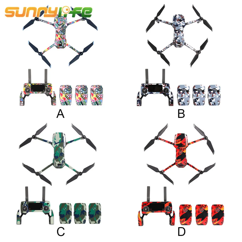 

SUNNYLIFE 1 Set Waterproof PVC Full-surrounded Sticker Decals Wrap for MAVIC 2 PRO ZOOM Drone Body Remote Control Battery