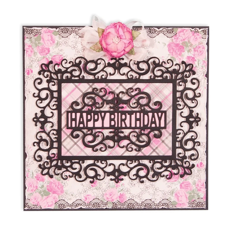 

Happy Birthday Lace Frame Metal Cutting Dies Stencil 2018 For DIY Scrapbooking Decorative Embossing Handcraft Die Cut Template
