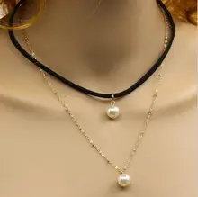 Simulado de Pérolas de Cristal Colar Gargantilhas para Mulheres Boho Bohemian longo pingente Collares Multicamadas Declaração de Colares corrente de ouro(China)