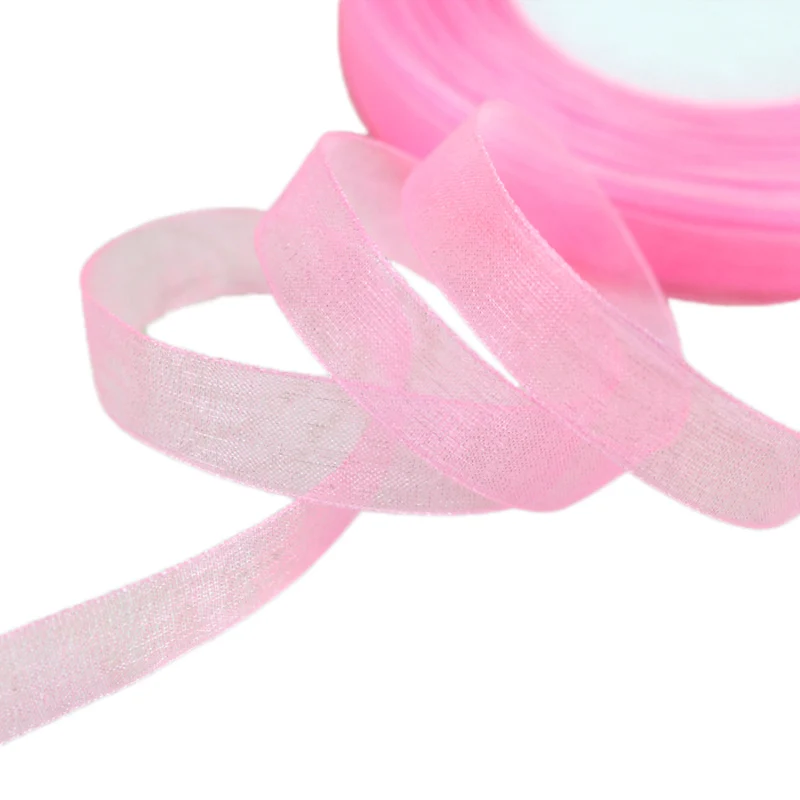

(50 yards/roll) 1/2''(12mm) Wholesale pink organza ribbons gift wrapping decoration Christmas ribbons