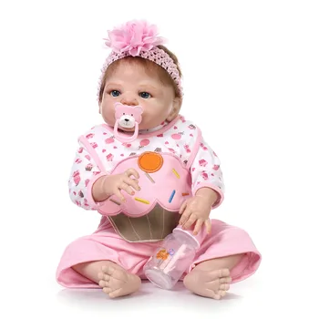 

Nicery 22inch 55cm Bebe Reborn Doll Hard Silicone Boy Girl Toy Reborn Baby Doll Gift for Children Pink Hat Dress Girl Baby Doll